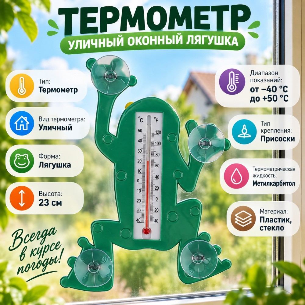 Термометр уличный оконный Лягушка, 1/72