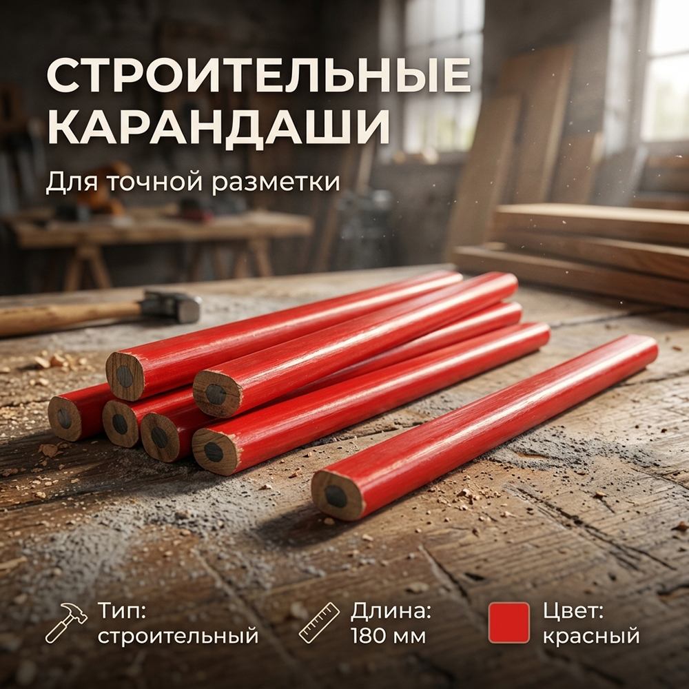 Карандаши строительные 180мм, 72/1440