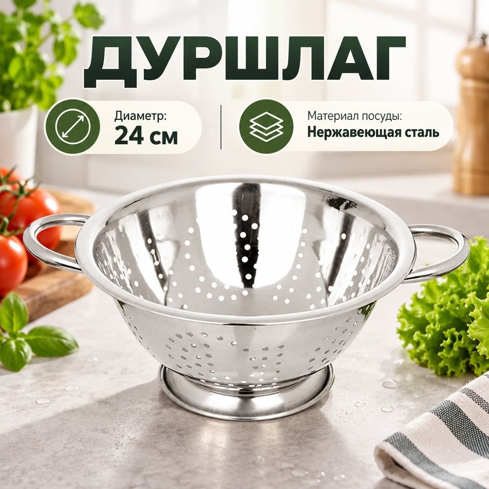 Дуршлаг на ножке 24см Классика нержавеющая сталь, 1/24