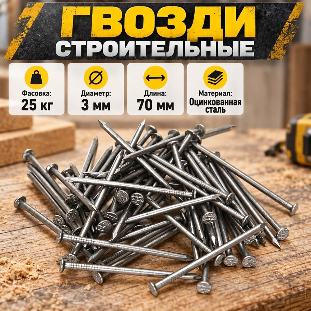 Гвозди строит. , фасов. 25кг, 70х3,0, 1/1