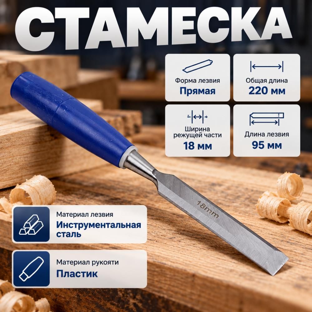 Стамеска 18мм с пласт. ручкой, 1/120