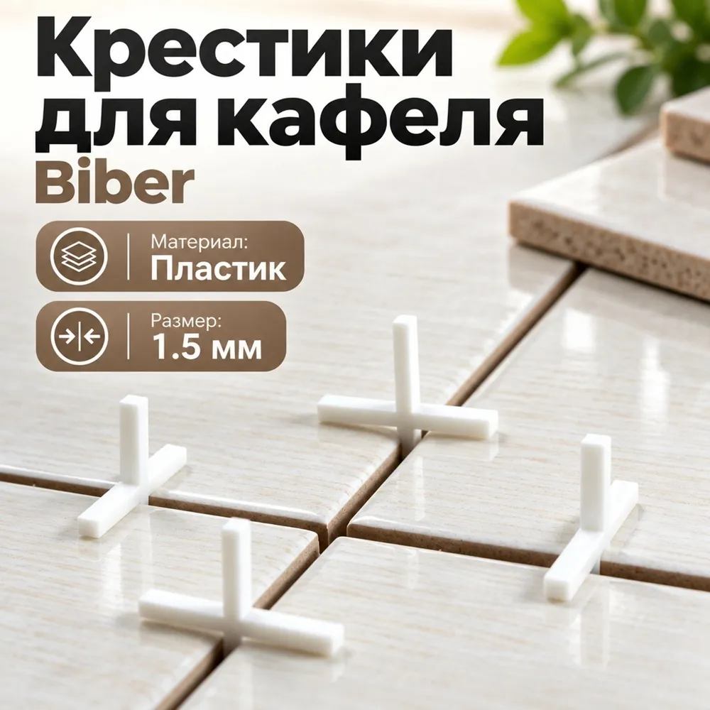 Крестики для кафеля 1,5мм БИБЕР 55601, 10/350