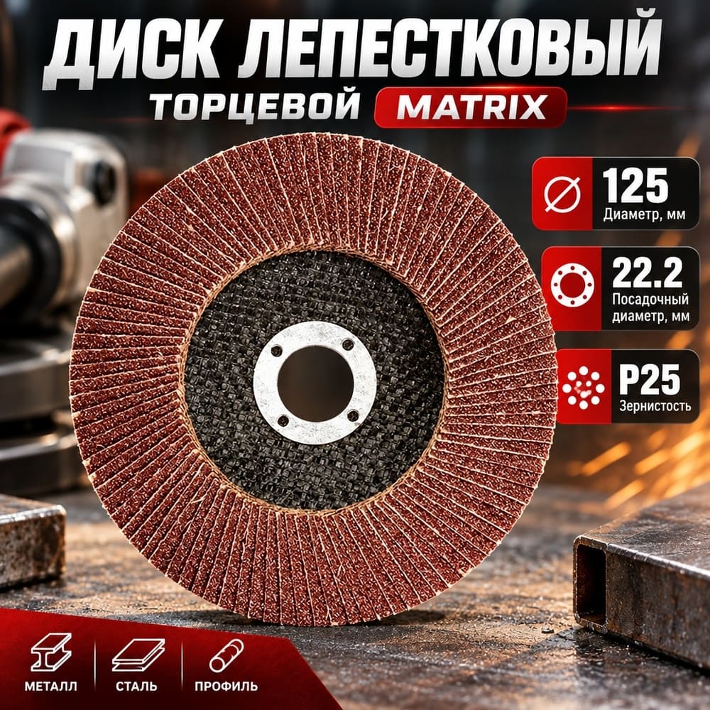 Диск лепестковый торцевой 125*22 Р24 МATRIХ, 10/160