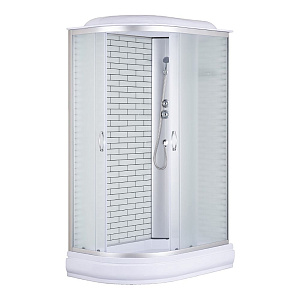 Душевая кабина 120*80*215см CS-66120-20R FW, белый кирпичный узор, сред. поддон 20см, проф. хром 1/1