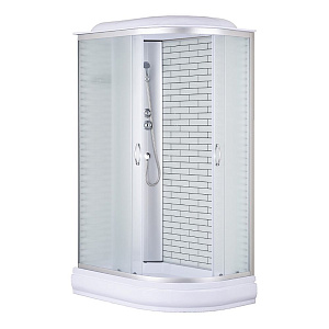 Душевая кабина 120*80*215см CS-66120-20L FW, белый кирпичный узор, сред. поддон 20см, проф. хром 1/1