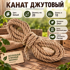 Канат, веревка, джутовый 20мм, 10м, 1/4