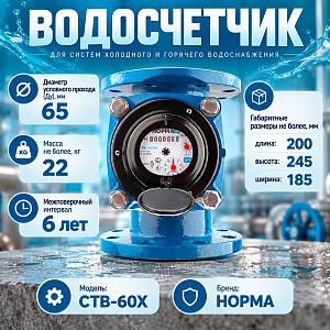 Водосчетчик НОРМА СТВ-65Х фланцевый