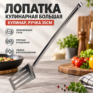 Лопатка кулинарная большая КУЛИНАР, упрощ. обработка, ручка 35см