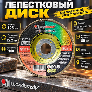 Диск лепестковый торцевой 125*22 Р100 ЛУГА, 10/80