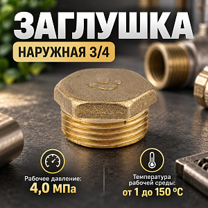 Заглушка наружная 3/4 латунь Бологое З. 20Н, 10/100