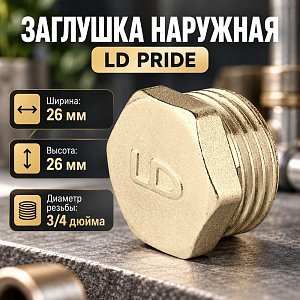 Заглушка наружная 3/4 латунь LD PRIDE, 10/130