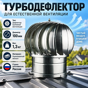 Турбодефлектор D100 вытяжной вентиляции ТД-100 ; вес 1,3кг, оцинк. метал, 1/1