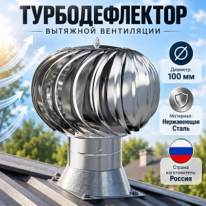Турбодефлектор D100 вытяжной вентиляции ТД-100 НЕРЖАВЕЮЩАЯ сталь, 1/1