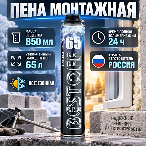 Пена монтажная профессиональная 850мл Best Off PRO -10С, всесезонная, 16/16