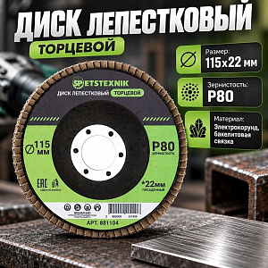 Диск лепестковый торцевой 115*22 Р80 SPETSTEXNIK, 10/300
