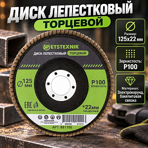 Диск лепестковый торцевой 125*22 Р100 SPETSTEXNIK, 10/200