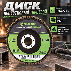 Диск лепестковый торцевой 125*22 Р60 SPETSTEXNIK, 10/200