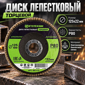 Диск лепестковый торцевой 125*22 Р80 SPETSTEXNIK, 10/200