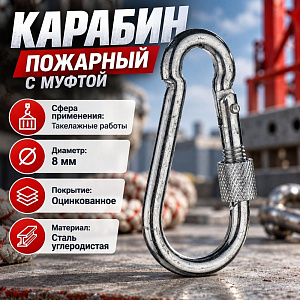 Карабин пожарный М8 с муфтой, 10/50/500