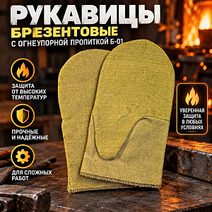 Рукавицы брезент. с огнеупорной пропиткой Б-01, 20/200