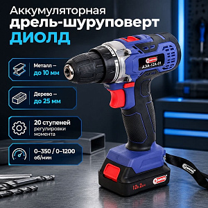 Дрель-шуруповерт аккумулятор 12V ДИОЛД ДЭА-12Л-01, 1/8