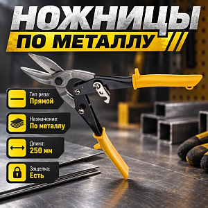 Ножницы по металлу 250мм, пластиковые ручки, 2/12/60
