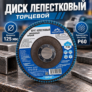 Диск лепестковый торцевой 125*22 Р60 циркониевый, 10/20/200
