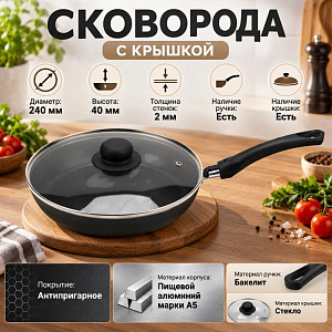 Сковорода 24 см, PA-009, Promol ст. кр.