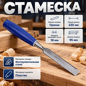 Стамеска 18мм с пласт. ручкой, 1/120