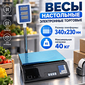 Весы 40кг настольные электронные торговые ST-ACS-40-2-13 стойка, 1/4