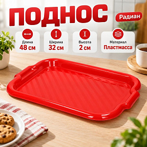 Поднос пластм прямоугольный 48,4х32,2см в ассортим. , Радиан, 1/10
